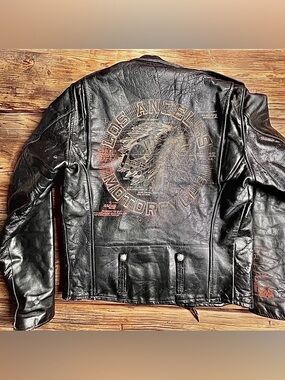 Vintage Dead Stock Los Angeles Motorcycles The Great China Wall Leather Jacket